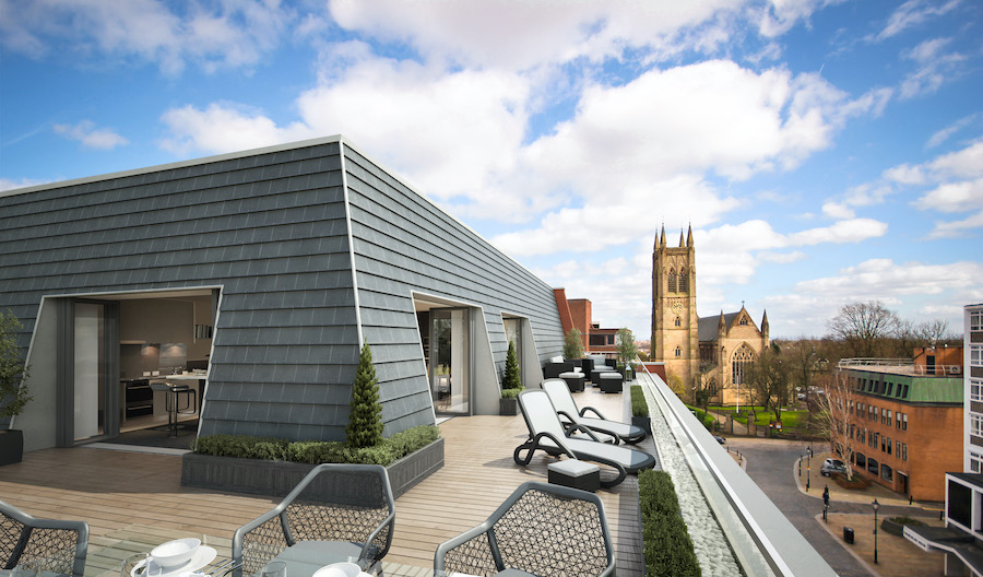 The roof terrace at Stonecross - Heaton Group flats development